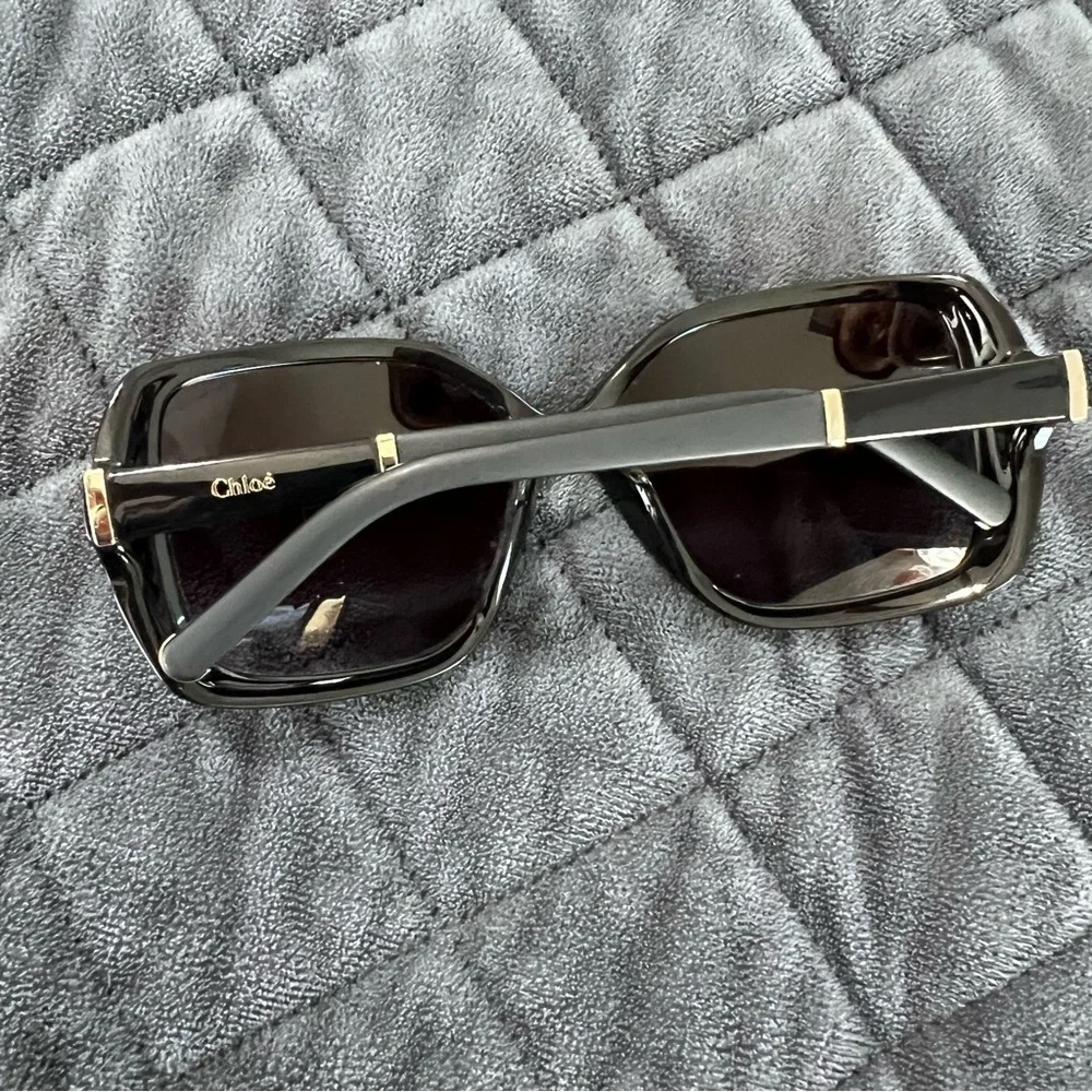 Chloe sunglasses black large round squared women - Picture 2 of 13